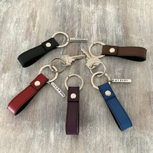 5 DIFFERENT COLOURS OF LEATHER KEYCHAINS FOR FATHER'S DAY